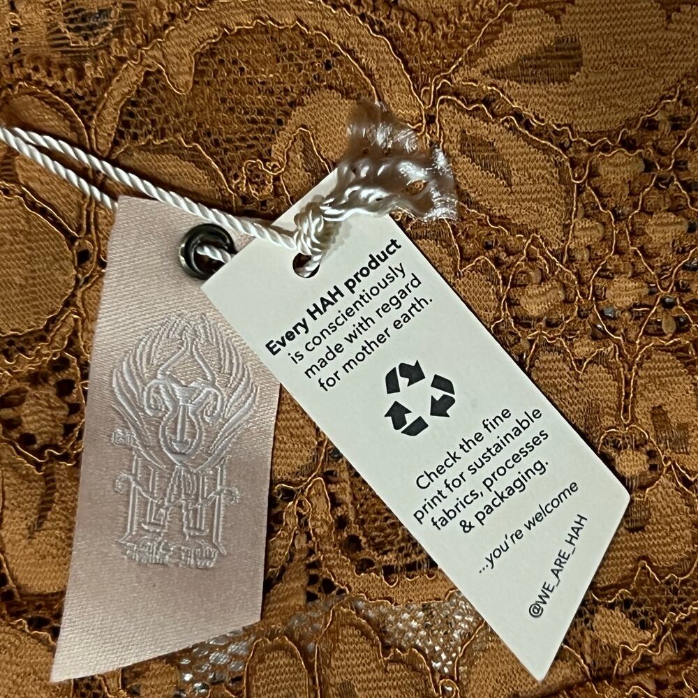 We Are HAH Free People Cut To The Chase Lace Bodysuit Brown Sugar XS New - Picture 7 of 9